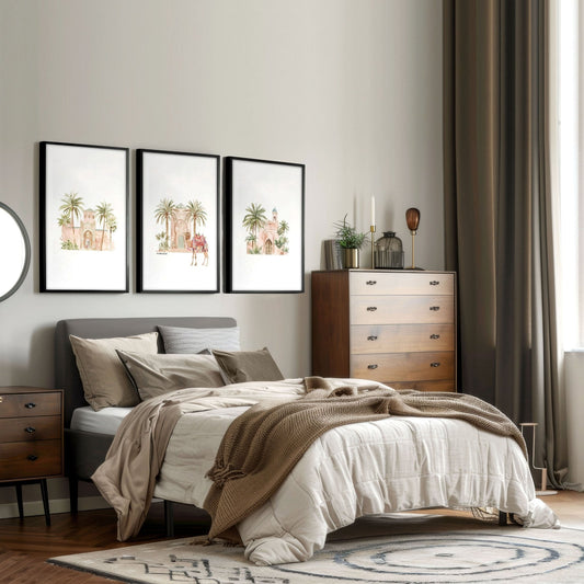 Wall Picture With Frame | Set of 3 Moroccan Wall art Prints