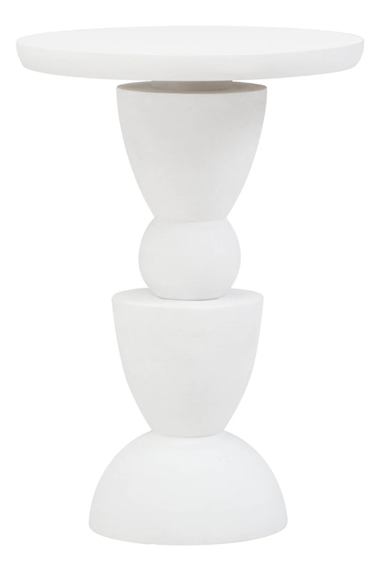 Walsa Whitewash Mango Wood Circle Column Detail Side Table | Luxury Home Accessories | Heulog Glow