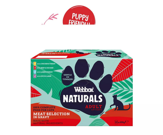 Webbox Naturals Cat Adult Meal Selection in Gravy Pouches 56 x 100g | Luxury Home Accessories | Heulog Glow