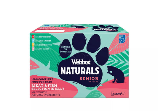 Webbox Naturals Cat Senior 7+ Mixed in Jelly Pouches 100g x 56 | Luxury Home Accessories | Heulog Glow