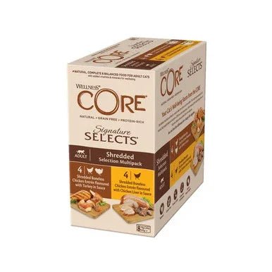 Wellness CORE Cat Wet Adult Signature Selects Shredded Multipack 8 x 79g | Luxury Home Accessories | Heulog Glow