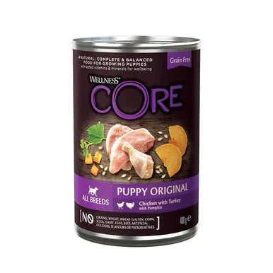 Wellness CORE Dog Wet PUPPY Duo Protein Chicken with Turkey with Pumpkin Recipe 400g X6 | Luxury Home Accessories | Heulog Glow