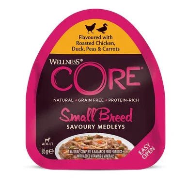Wellness CORE Dog Wet Small Breed Adult Savoury Medleys Chicken, Duck, Peas and Carrots Recipe 85g X 12 | Luxury Home Accessories | Heulog Glow