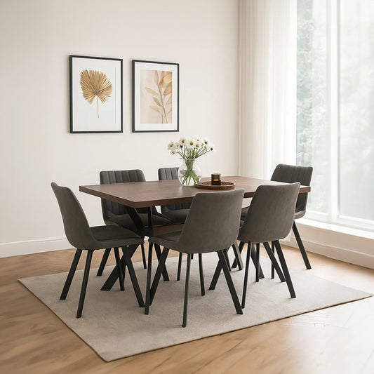 Westford Rectangle Dining Table with 6 Chairs Set | Luxury Home Accessories | Heulog Glow