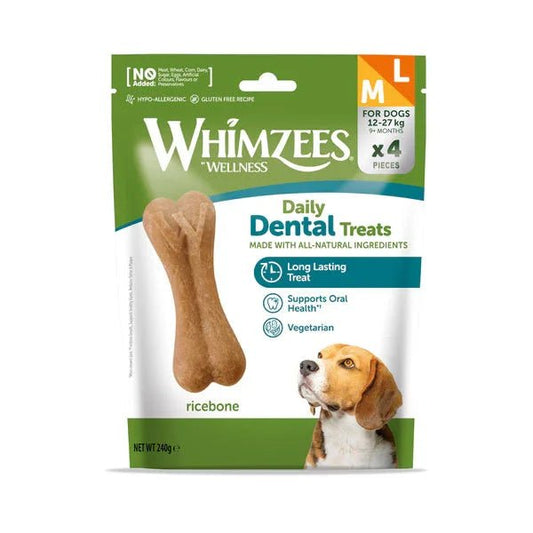 Whimzees Trial Pack Ricebone Medium/Large 4 Pieces | Luxury Home Accessories | Heulog Glow