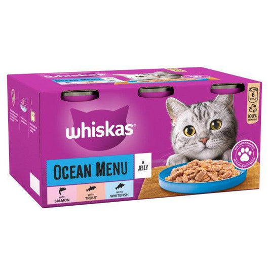 Whiskas 1+ Adult Ocean Menu in Jelly Tins 4 x 6 x 400g | Luxury Home Accessories | Heulog Glow
