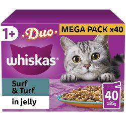 Whiskas 1+ Duo Surf and Turf Adult Wet Cat Food Pouches in Jelly 40pk | Luxury Home Accessories | Heulog Glow