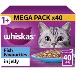 Whiskas 1+ Fish Favourites Adult Wet Cat Food Pouches in Jelly 40pk 85g | Luxury Home Accessories | Heulog Glow