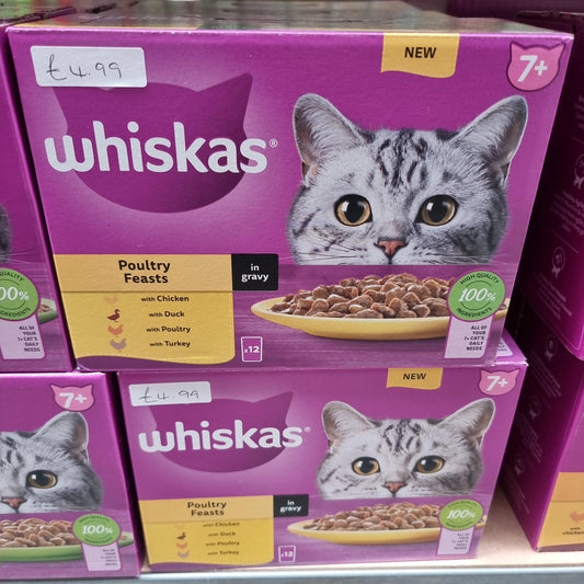 Whiskas 7+ Poultry Feasts Senior Wet Cat Food Pouches in Jelly 12pk 85g | Luxury Home Accessories | Heulog Glow