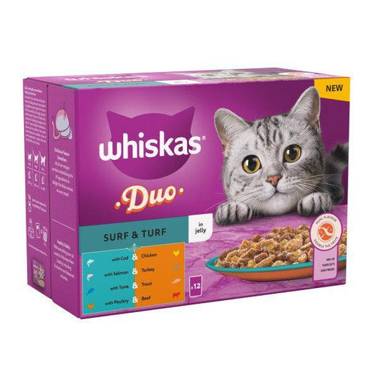 Whiskas Adult 1+ Duo Surf & Turf in Jelly 4 x 12 x 85g | Luxury Home Accessories | Heulog Glow