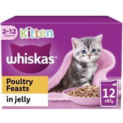 Whiskas Kitten Poultry Feasts Wet Cat Food Pouches in Jelly 12pk, 85g | Luxury Home Accessories | Heulog Glow
