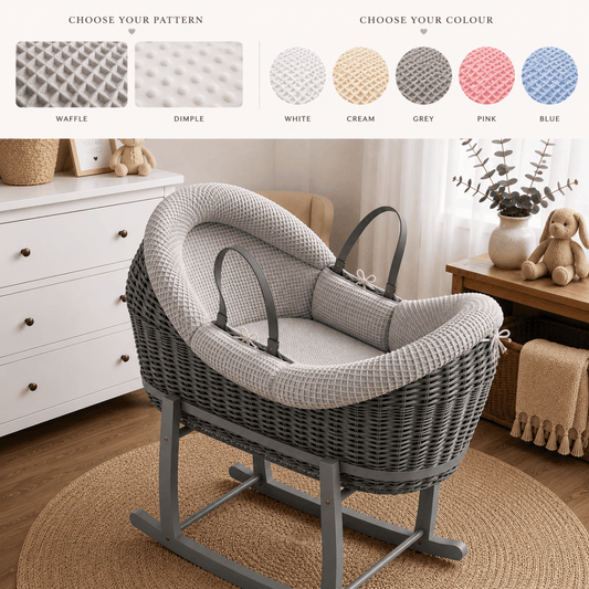 Wicker Deluxe Pod Baby Moses Basket With Stand | Luxury Home Accessories | Heulog Glow