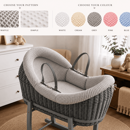 Wicker Pod Baby Deluxe Moses Basket-No stand included | Luxury Home Accessories | Heulog Glow