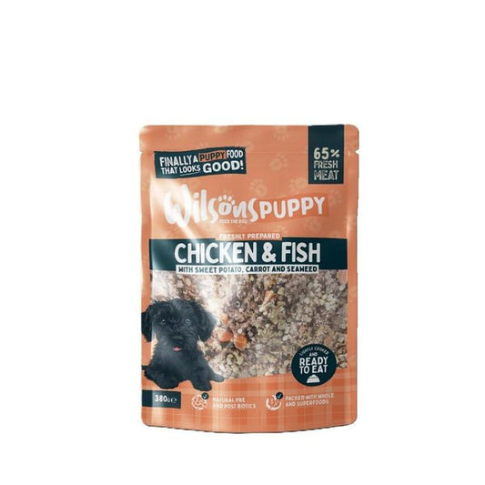 Wilsons Fresh Puppy Chicken and Fish Wet Pouch 380g | Luxury Home Accessories | Heulog Glow