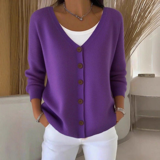 Women's Clothes Solid Color Knitted Button Cardigan Sweater | Luxury Home Accessories | Heulog Glow