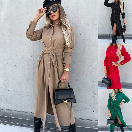 Women's Clothing Autumn And Winter Color Cardigan Long Sleeve Big Hem Dress | Luxury Home Accessories | Heulog Glow