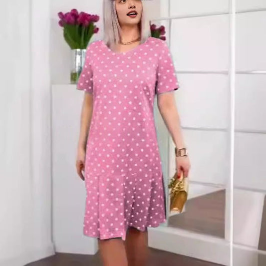 Women's Crew-Neck Short-Sleeve Button-Up Dress | Luxury Home Accessories | Heulog Glow