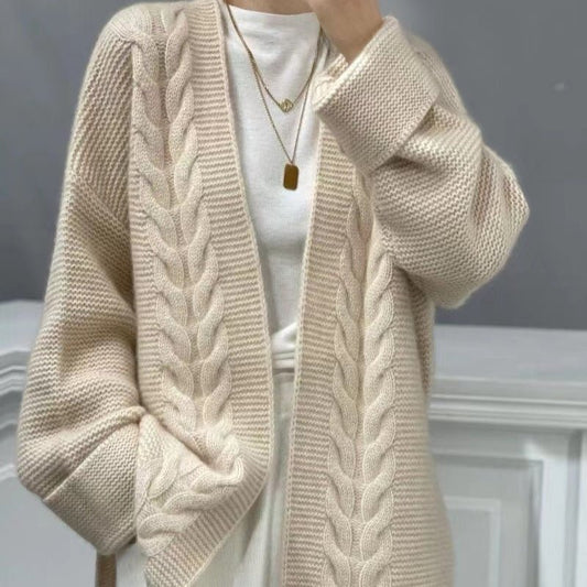Wool Knit Cardigan For Women Mid-length Autumnwinter Style | Luxury Home Accessories | Heulog Glow