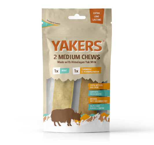 Yakers Mint/Tumeric Dog Chew Medium Twin Pack | Luxury Home Accessories | Heulog Glow