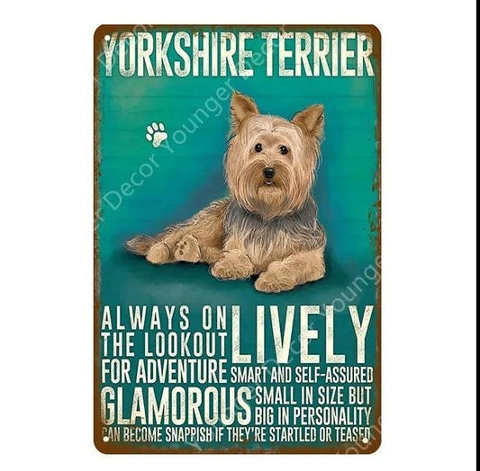 Yorkshire Terrier Dog Tin Sign | Luxury Home Accessories | Heulog Glow