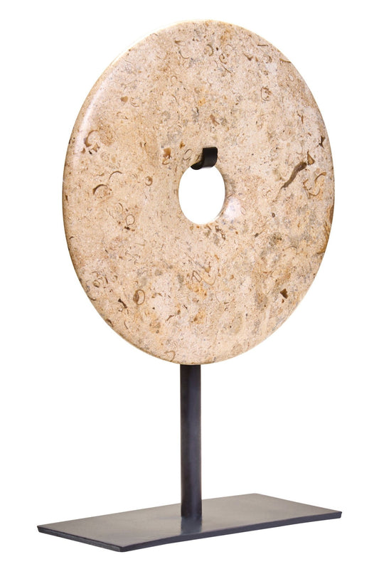 Zoro Extra Small Natural Speckled Marble Round Dia 15cm Disc Sculpture | Luxury Home Accessories | Heulog Glow
