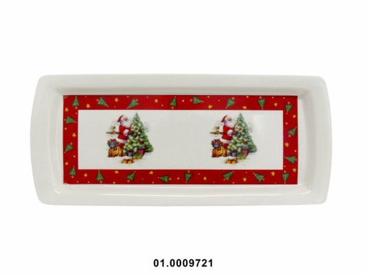 PORCELANA - RECTANGULAR PLATE DECOR CHRISTMAS 37CM