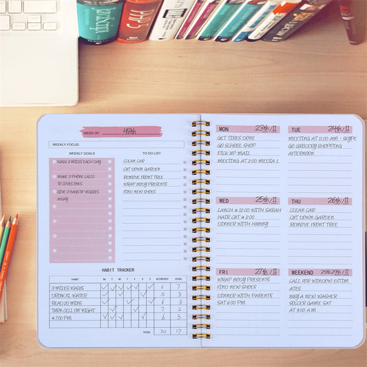 Non Dated Daily Weekly Monthly Planner Agenda Notebook Diary