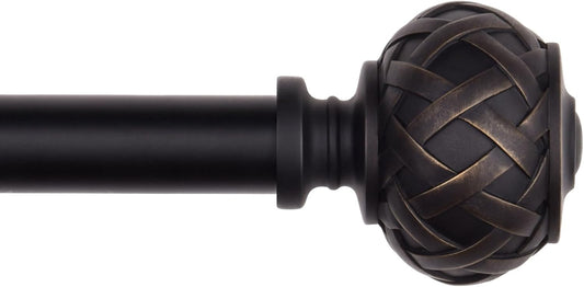 2pcs SZXIMU Curtain Pole 182-365cm (72-144''), Extendable, Netted Finials, Black