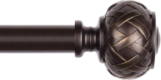 3pcs SZXIMU Curtain Pole 182-365cm (72-144''), Extendable, Netted Finials, Brown