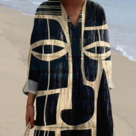 Women's Casual Long-sleeve Shirt Dress