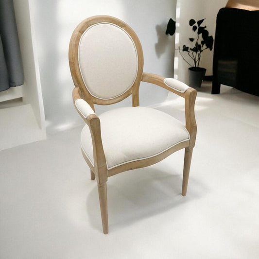 94CM BROWN FRAME LINEN FABRIC LOUIS CHAIR
