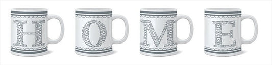 11oz U Shaped Mug 4 Asst Home Designs