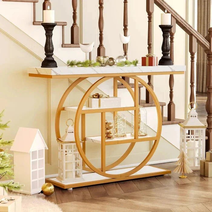 105cm Industrial 4-Tier Sofa Table - 105 cm Console Table | Luxury Home Accessories | Heulog Glow