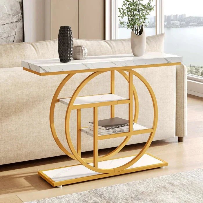 105cm Industrial 4-Tier Sofa Table - 105 cm Console Table | Luxury Home Accessories | Heulog Glow