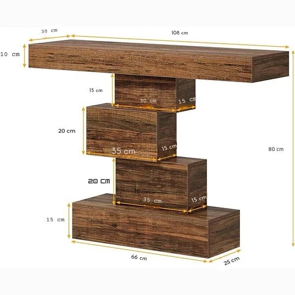 107cm Console Table, Wood Sofa Table Accent Table with Geometric Base | Luxury Home Accessories | Heulog Glow