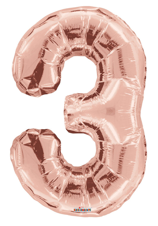 34"  Number Balloon - 3 - Rose Gold
