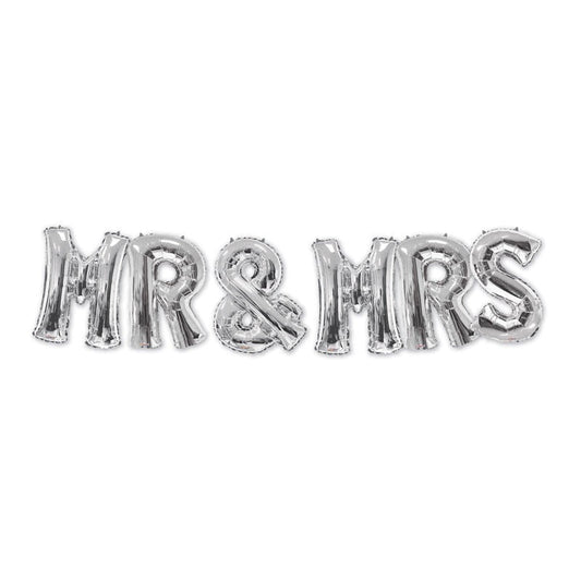 Mr &amp; Mrs Silver Balloon Bouquet