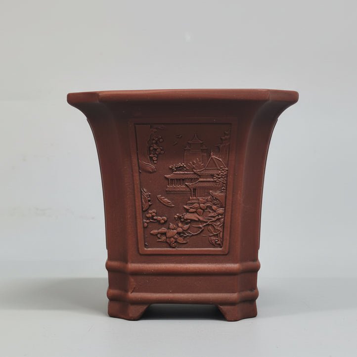 11cm Premium Unglazed Bonsai Pot | Cascade | 11cm x 11cm x 11cm | Brown | Luxury Home Accessories | Heulog Glow