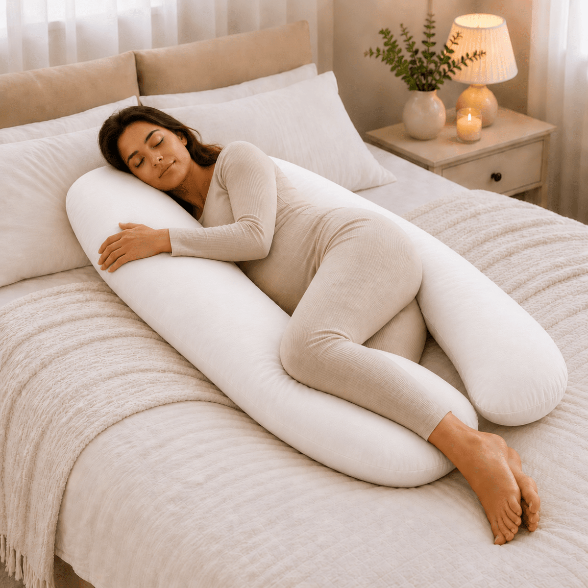 12 Ft Maternity Pillow And Case - White | Luxury Home Accessories | Heulog Glow