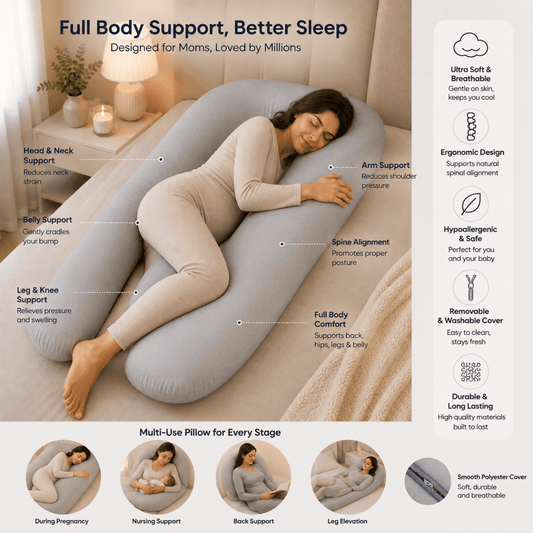 12 Ft Maternity Pillow And Case - White | Luxury Home Accessories | Heulog Glow