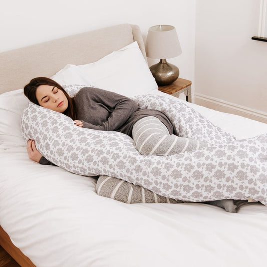 12 Ft Maternity Pillow Case - Grey Floral | Luxury Home Accessories | Heulog Glow