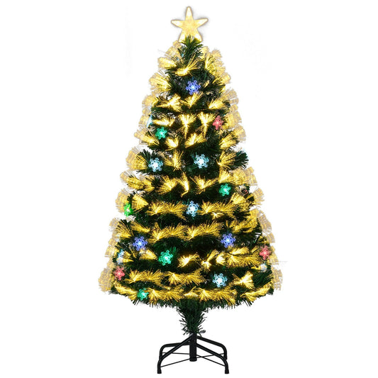 120/150 cm Fiber Optic Christmas Tree Artificial Pre-lit Xmas Tree with 8 Lighting Modes-1.2 M