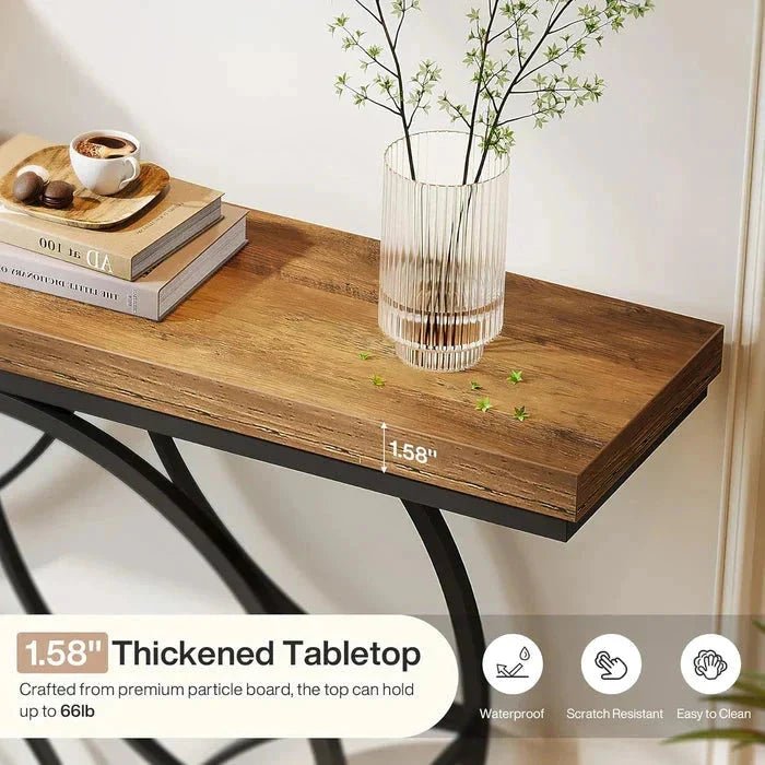 120cm Industrial Console Table - 2-Tier Sofa Table with Geometric Metal Frame | Luxury Home Accessories | Heulog Glow