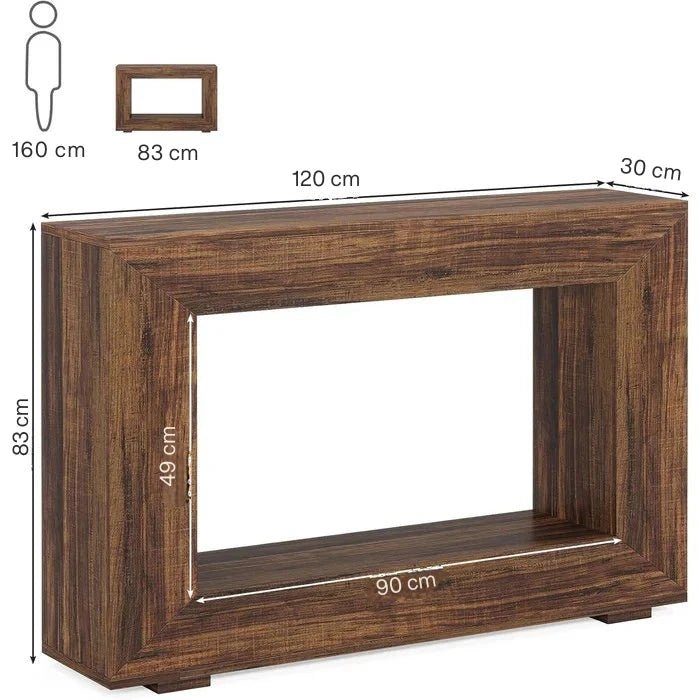 120cm Modern Rustic Console Table - Bold Hollow Geometric Entryway & Accent Sideboard | Luxury Home Accessories | Heulog Glow