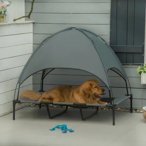 122 cm Elevated Pet Bed Dog Cot Tent with Canopy Instant Shelter Outdoor Grey | Luxury Home Accessories | Heulog Glow