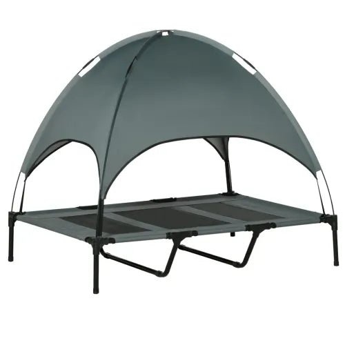 122 cm Elevated Pet Bed Dog Cot Tent with Canopy Instant Shelter Outdoor Grey | Luxury Home Accessories | Heulog Glow