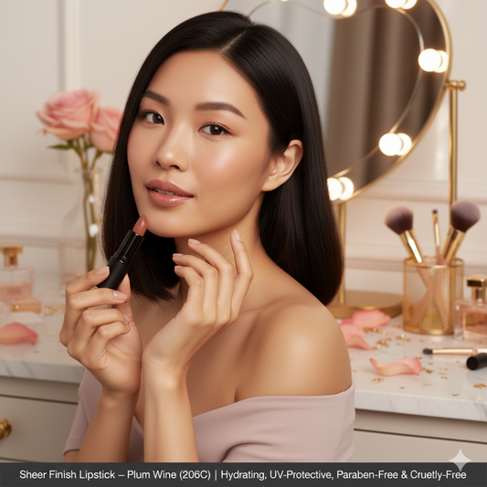 Sheer Finish Lipstick – Plum Wine (206C) | Hydrating, UV-Protective, Paraben-Free & Cruelty-Free