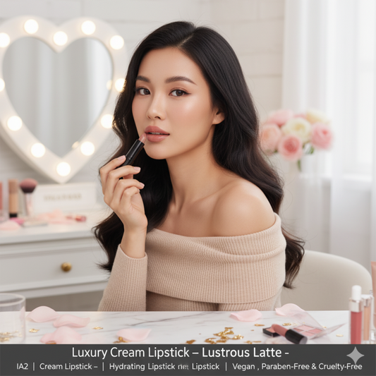 Luxury Cream Lipstick – Lustrous Latte – IA2 | Hydrating Nude Lipstick | Vegan, Paraben-Free & Cruelty-Free
