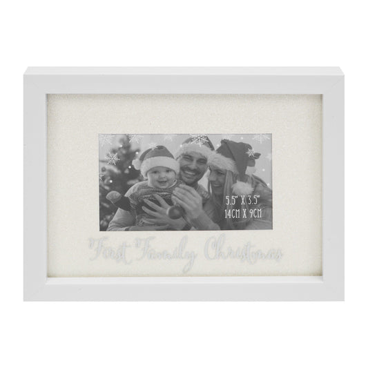 Glitter Frame 'First Family Christmas' ( 5.5 x 3.5 Inches)