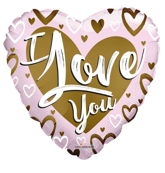 I Love You Matt Gold &amp; Pink Heart Balloon (18 inch)